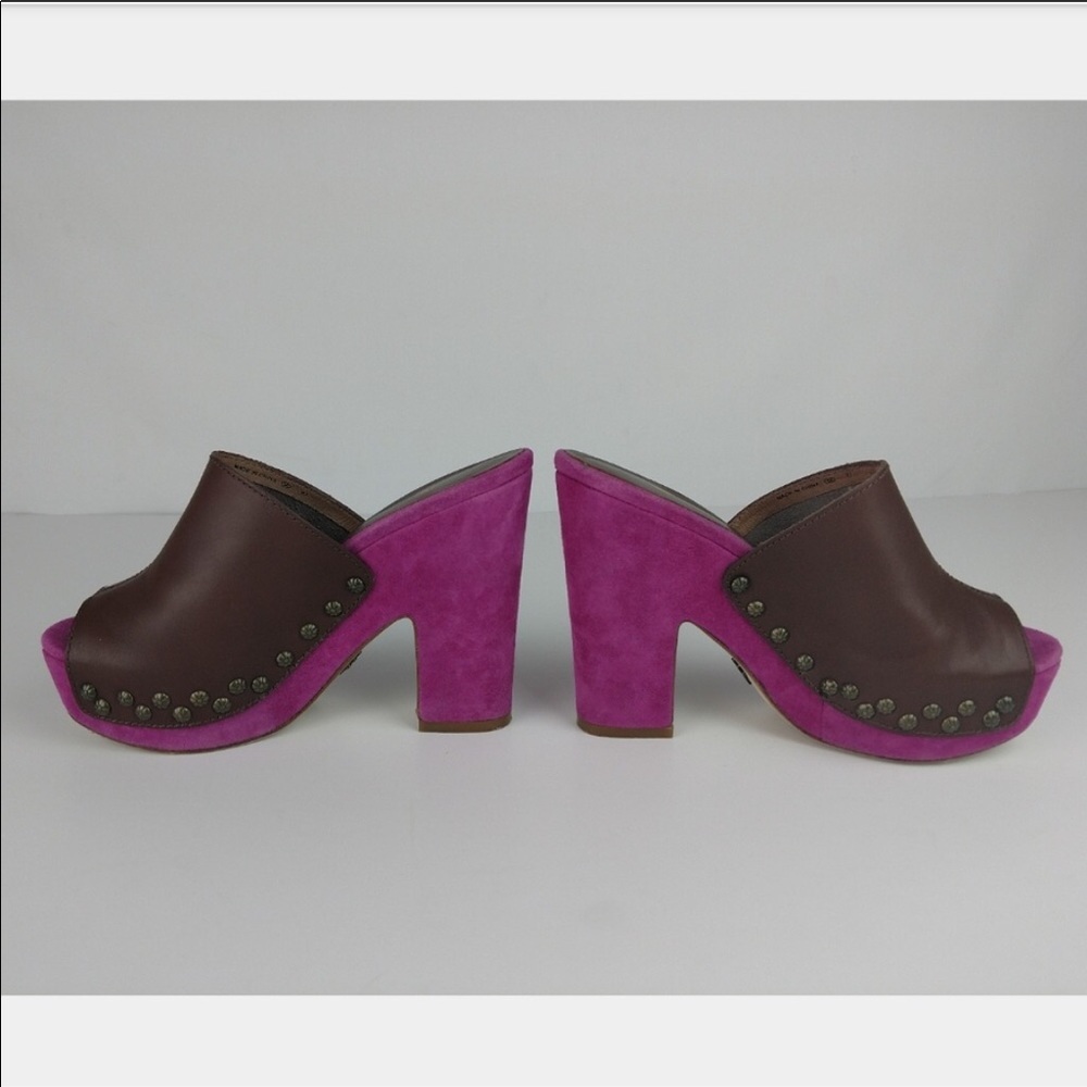 Nina Orchid & Walnut Leather Clogs